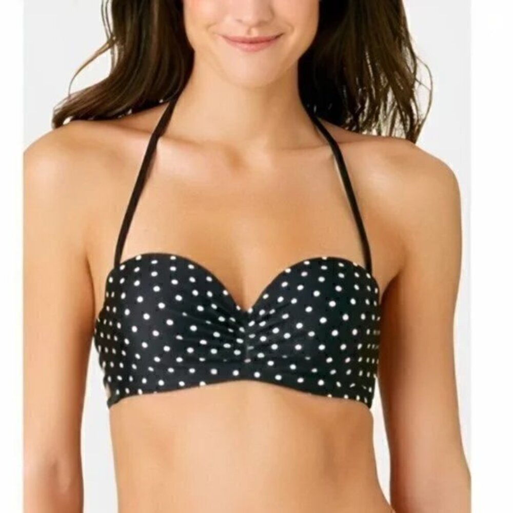 California Waves Juniors' Black Dot Bikini Top Size Large